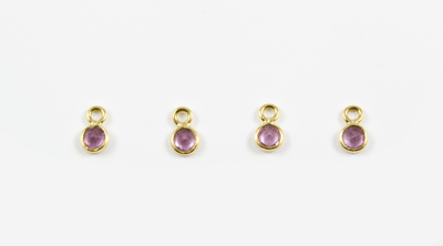 18k Yellow Gold Faceted Pink Sapphire Charms