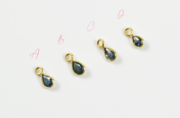 18k Yellow Gold Faceted Blue Sapphire Charms