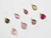 18k Yellow Gold Rose Cut Watermelon Tourmaline Charms