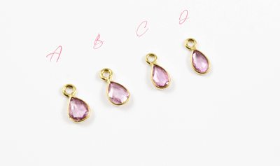 18k Yellow Gold Faceted Pink Sapphire Charms
