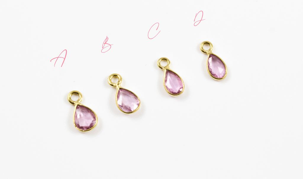 18k Yellow Gold Faceted Pink Sapphire Charms