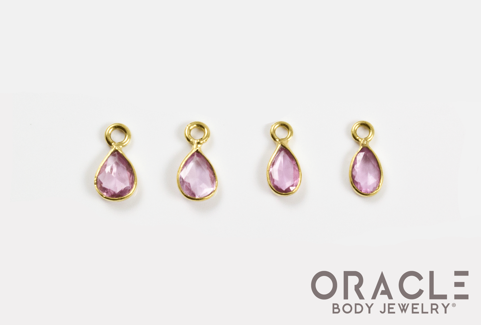 18k Yellow Gold Faceted Pink Sapphire Charms