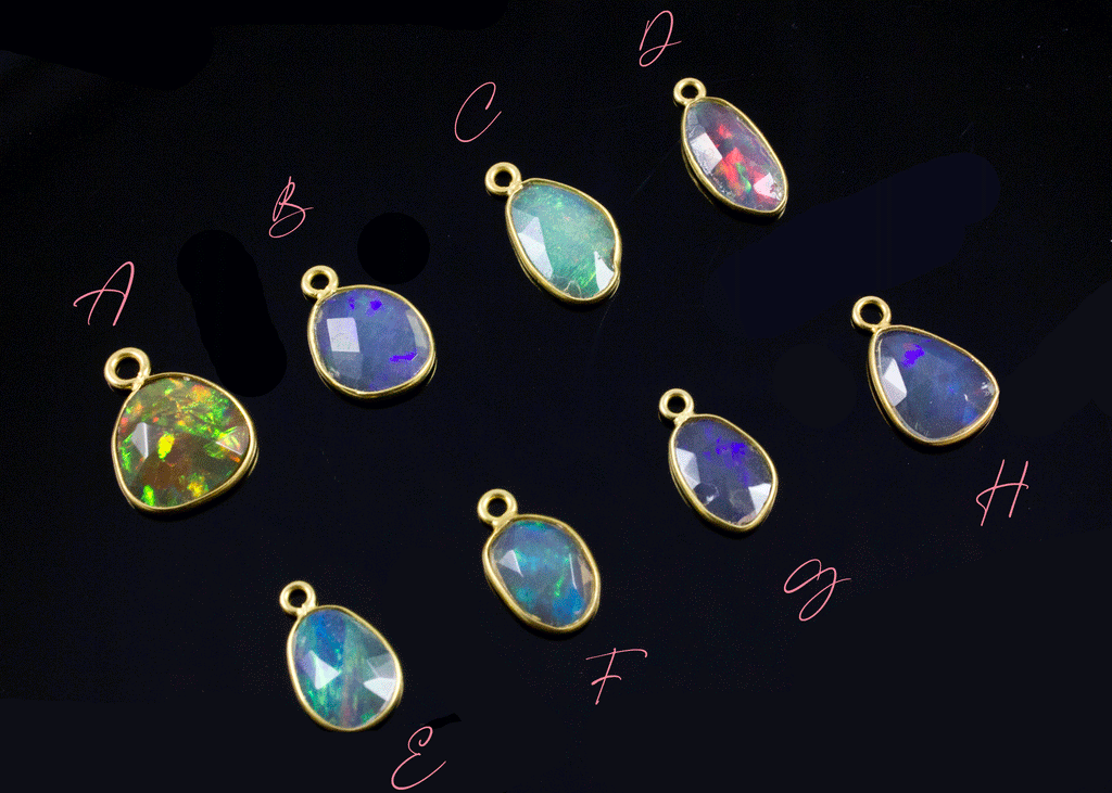 18k Yellow Gold Rose Cut Opal Charms