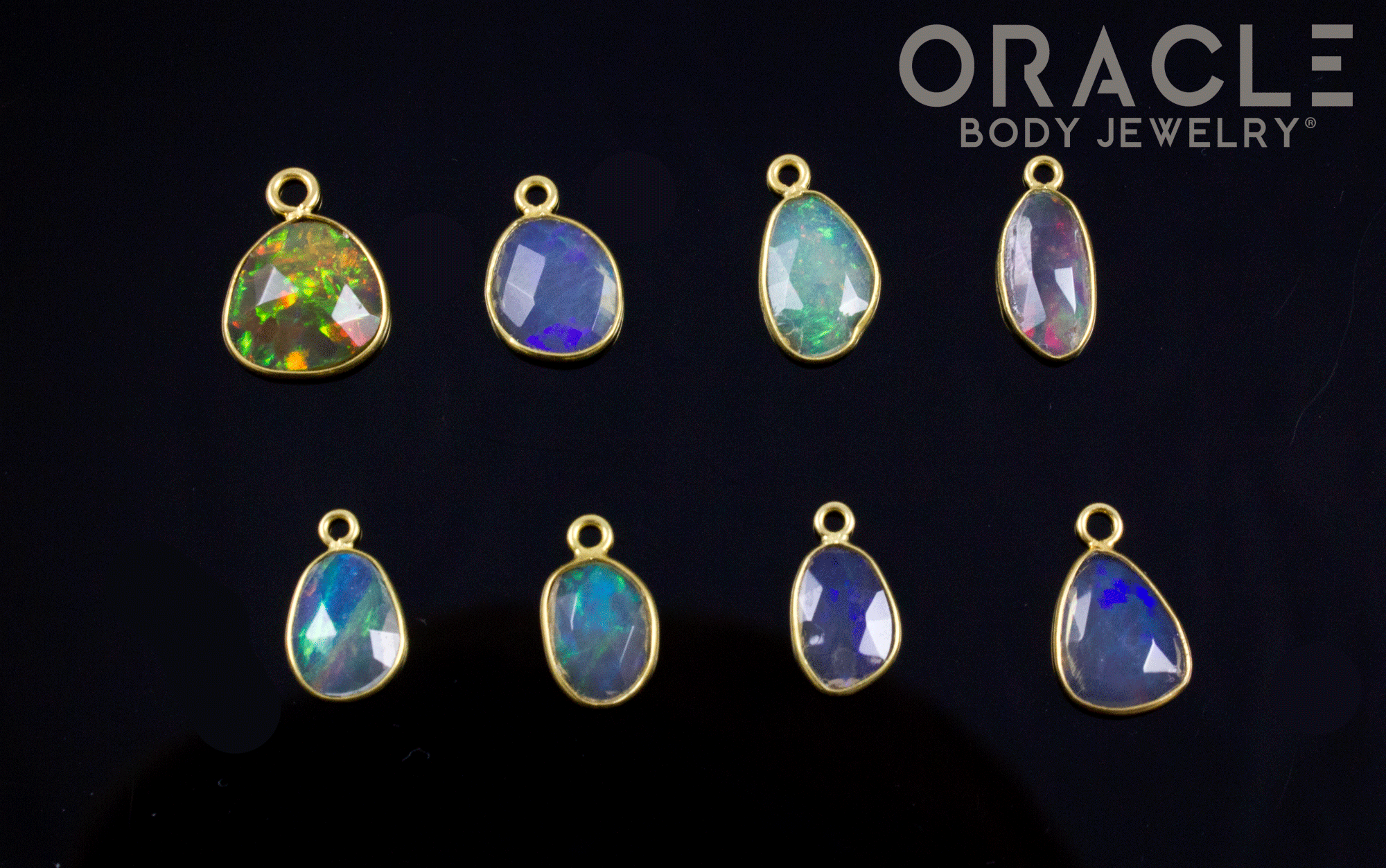 18k Yellow Gold Rose Cut Opal Charms