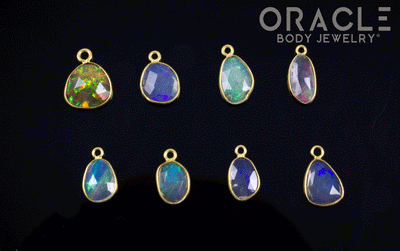 18k Yellow Gold Rose Cut Opal Charms