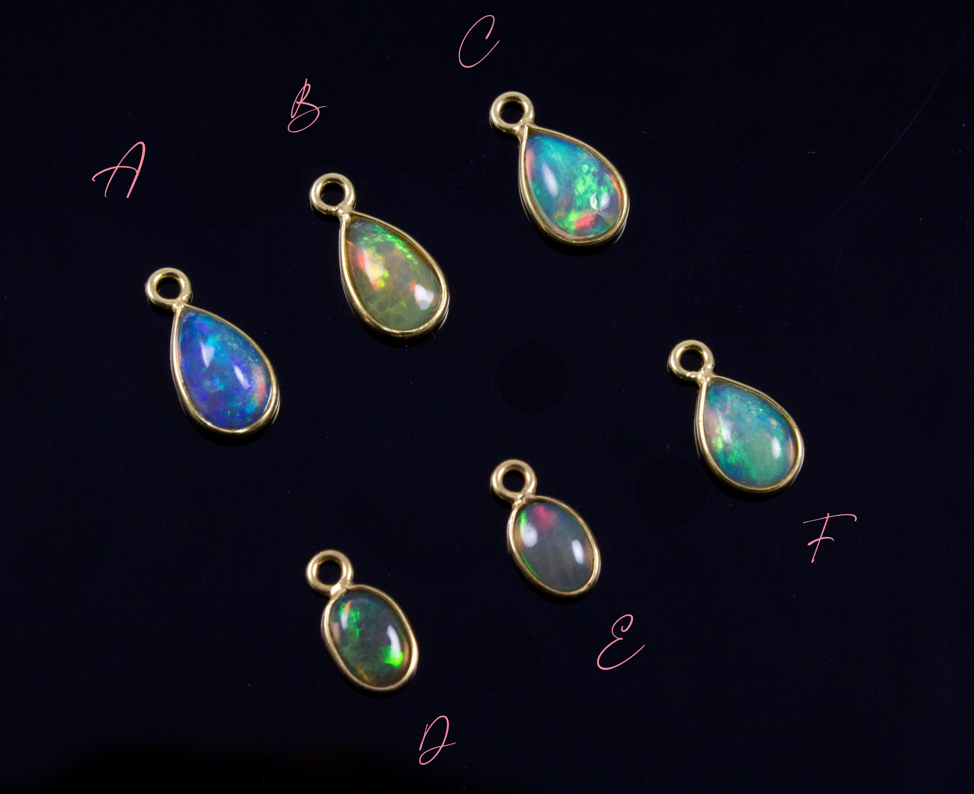 18k Yellow Gold Ethiopian Opal Charms