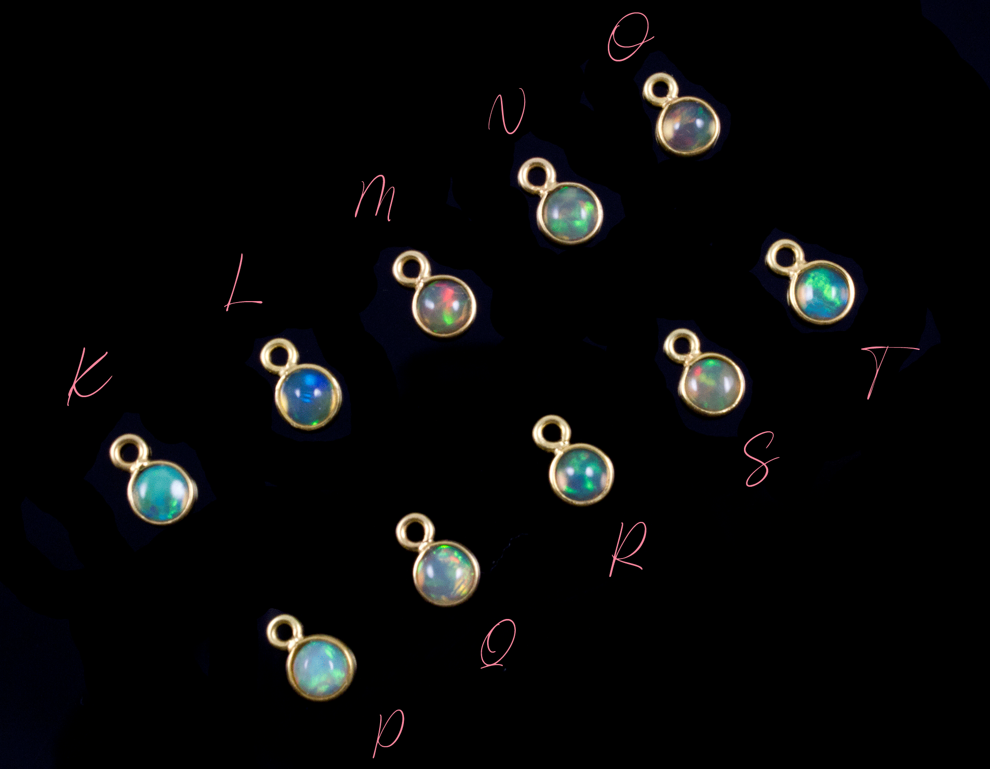 18k Yellow Gold Ethiopian Opal Charms