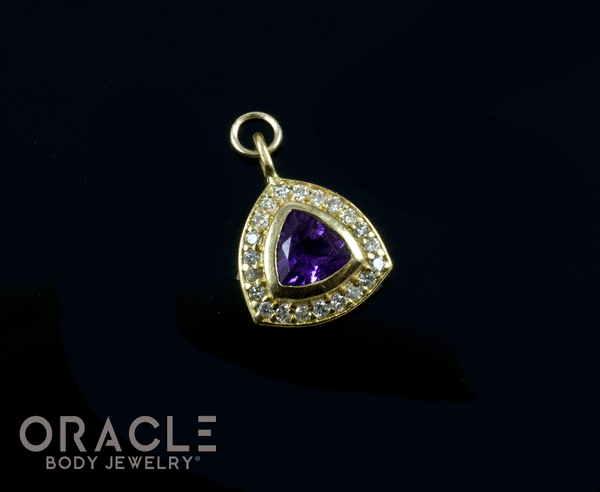 14k Yellow Gold Amethyst with Diamonds Charm