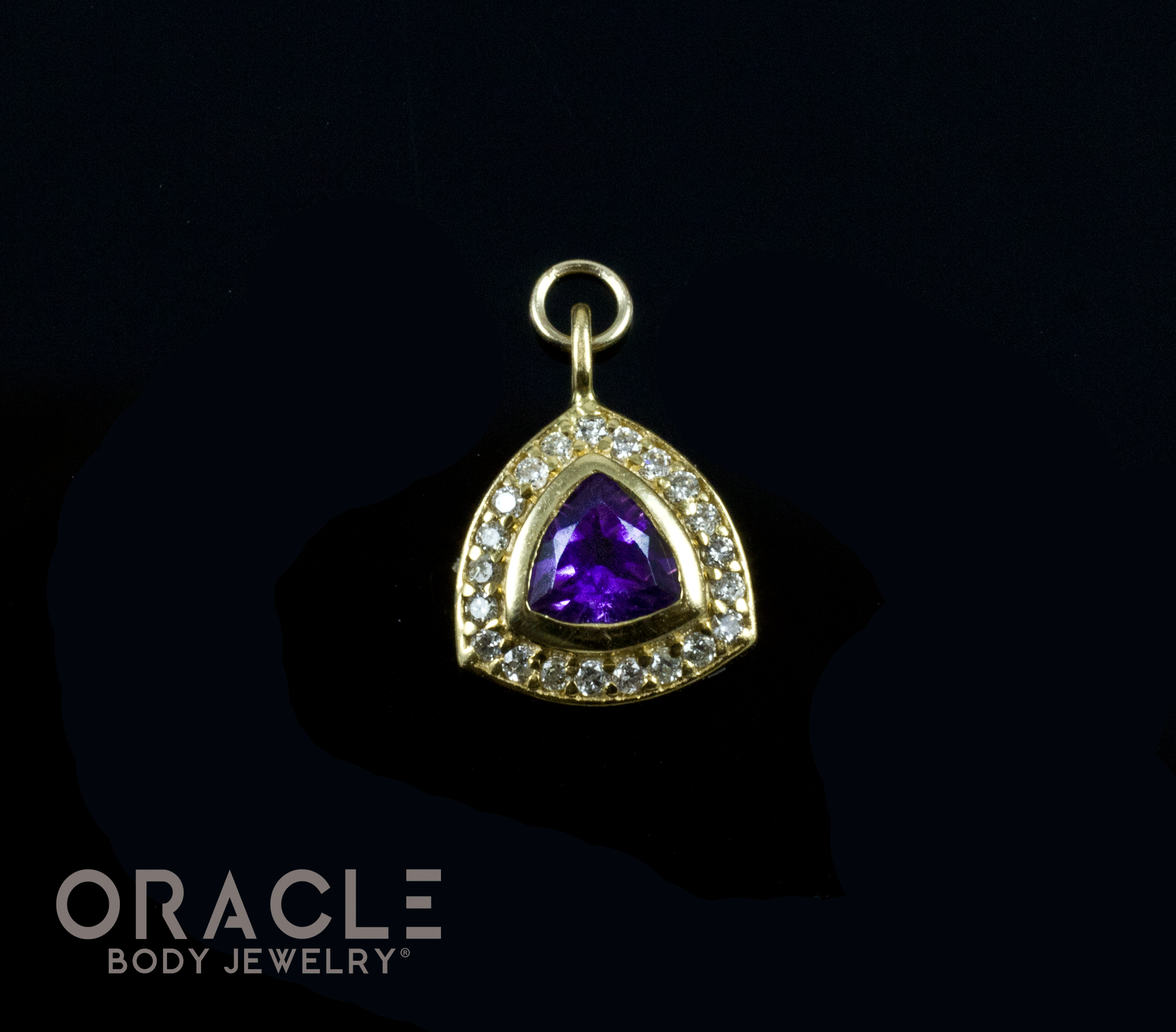 14k Yellow Gold Amethyst with Diamonds Charm