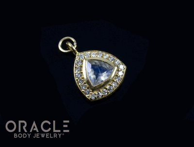 14k Yellow Gold Moonstone with Diamonds Charm
