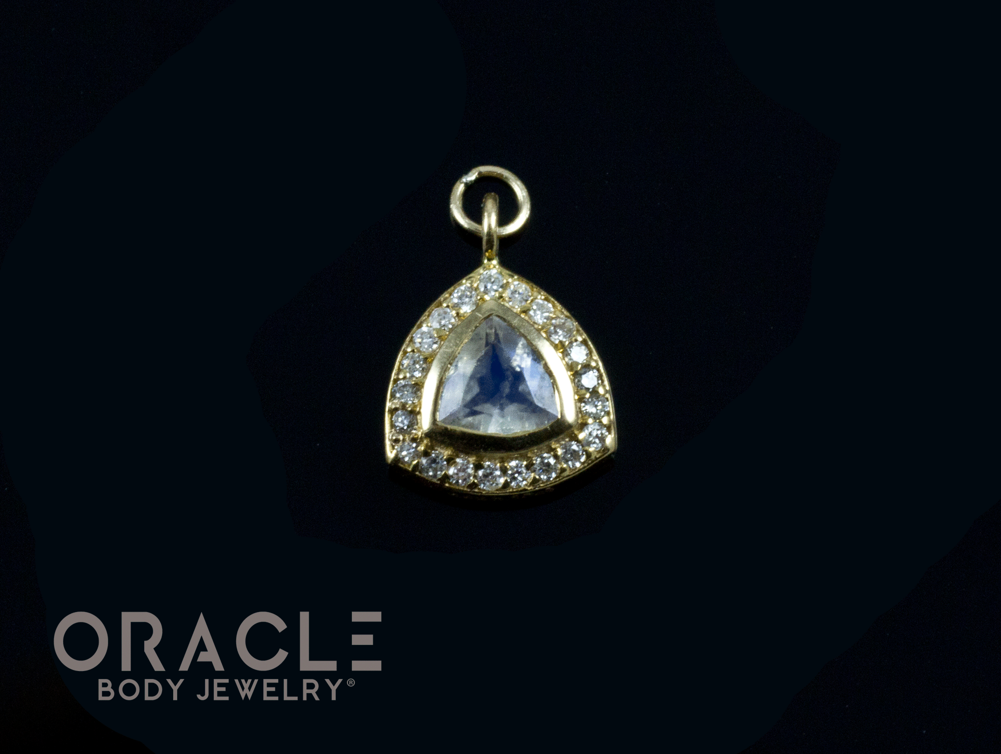 14k Yellow Gold Moonstone with Diamonds Charm