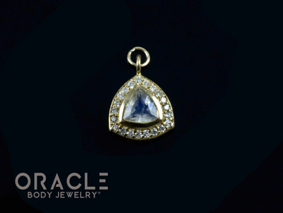 14k Yellow Gold Moonstone with Diamonds Charm