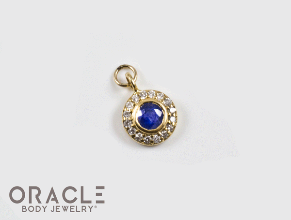 14k Blue Sapphire with Diamonds Charm