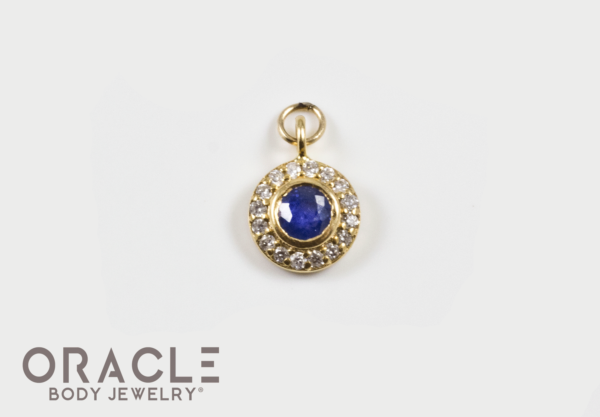 14k Blue Sapphire with Diamonds Charm