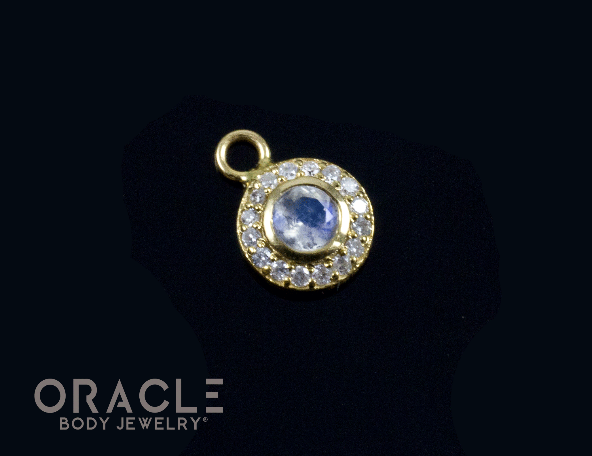 14k Moonstone with Diamonds Charm