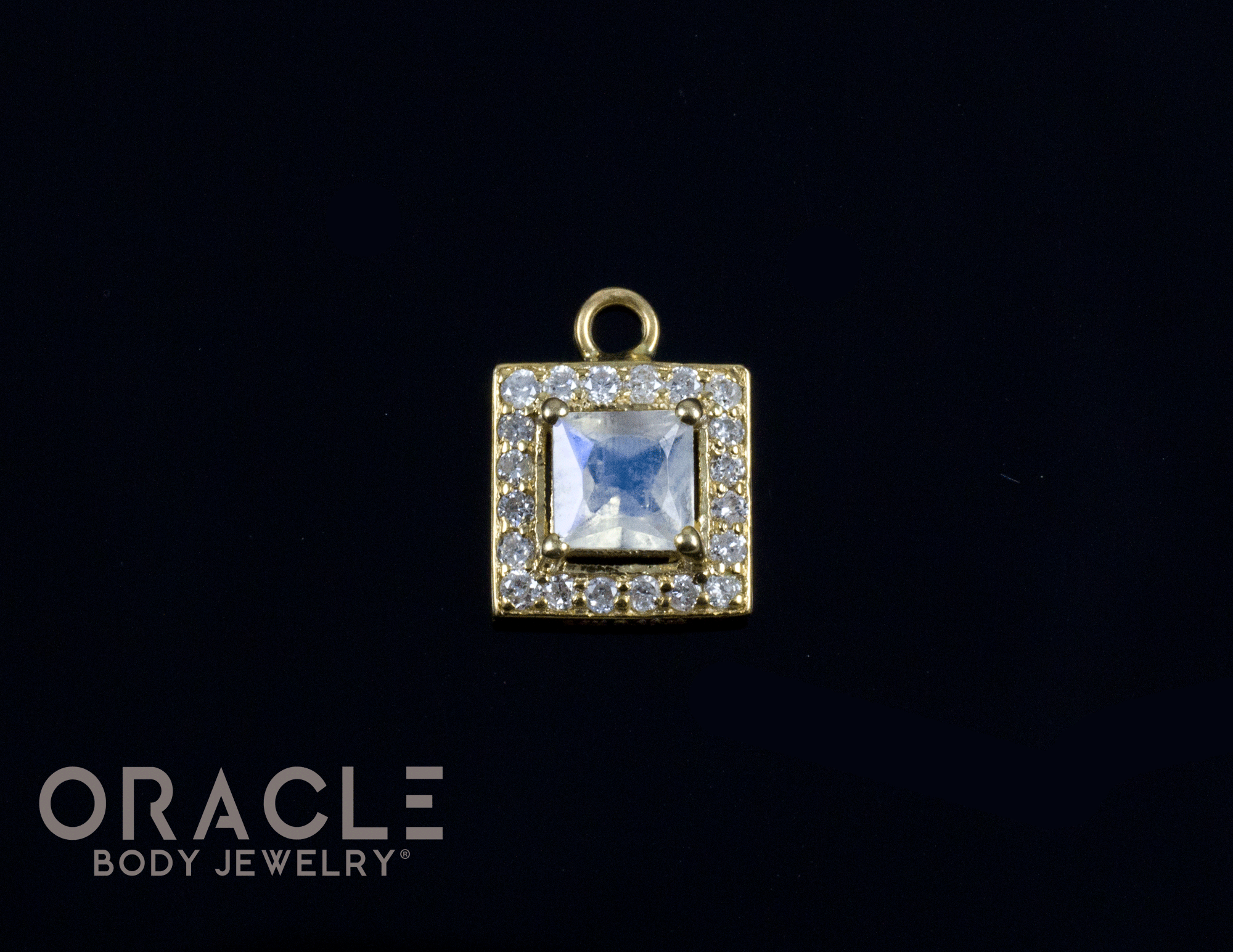 14k Moonstone with Diamonds Charm
