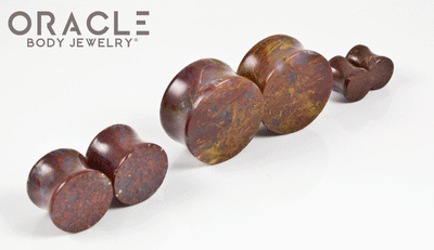 Red Moss Agate Double Flare Plugs