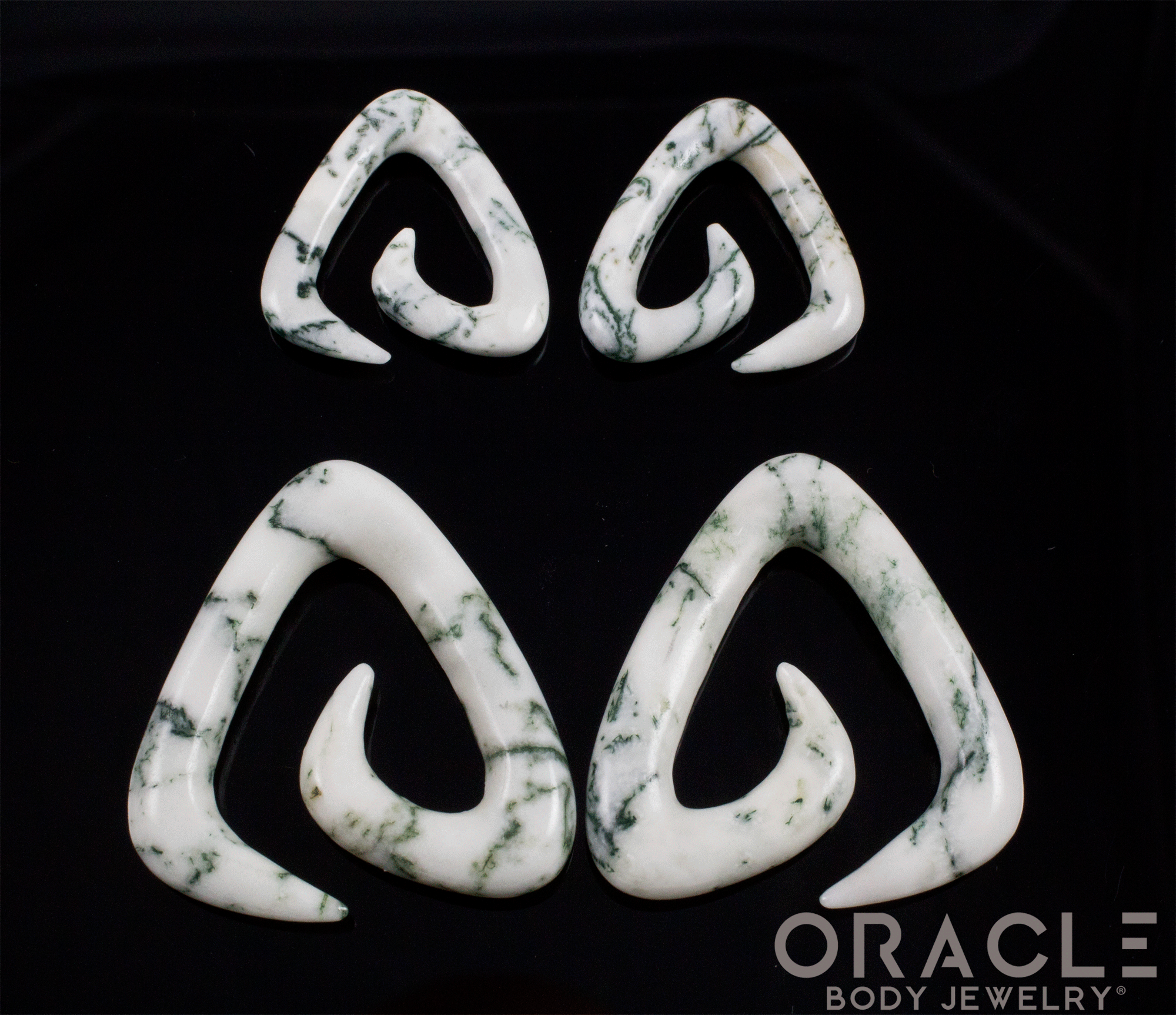 Green Tree Agate Trinity Stone Spirals