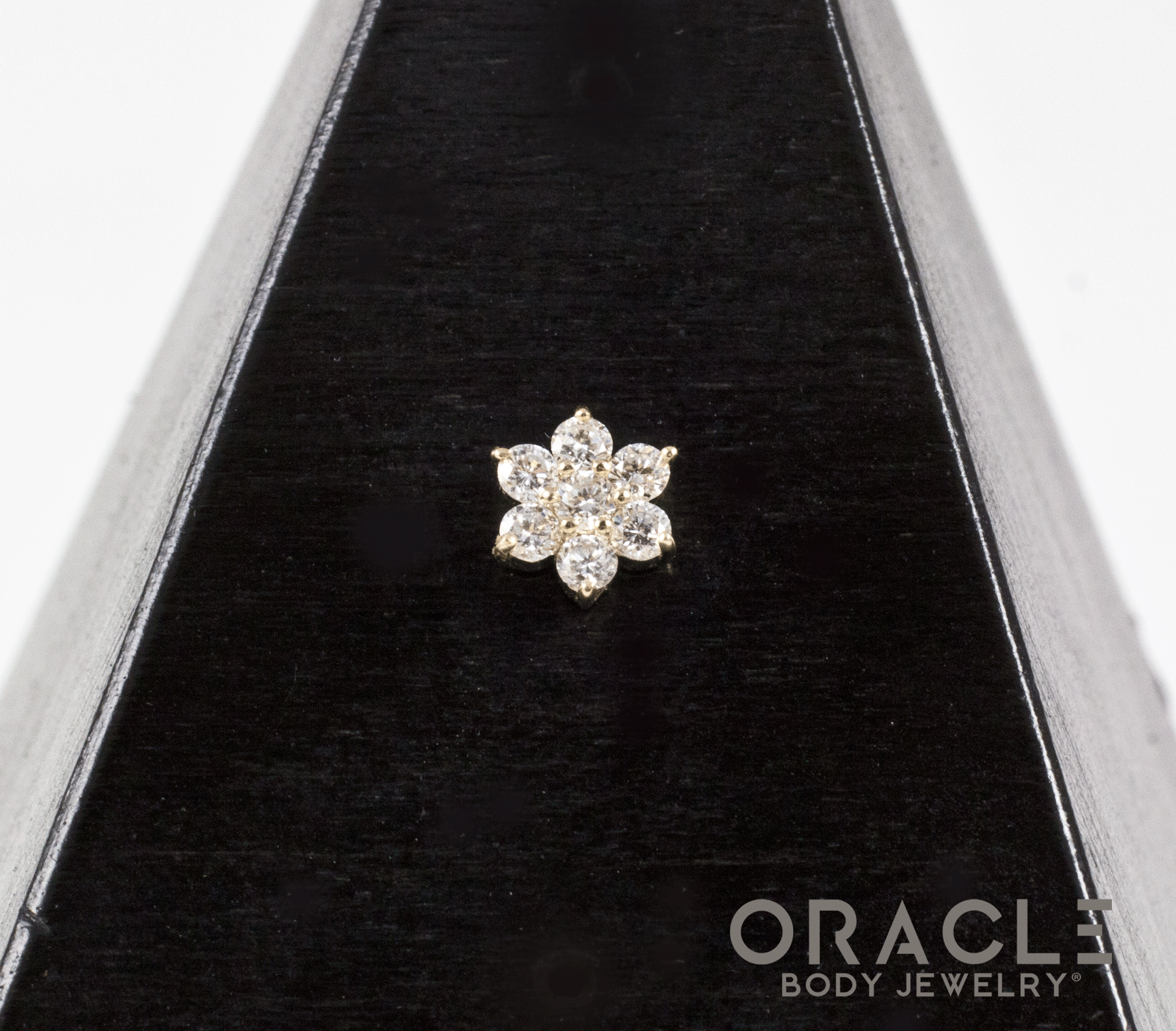 14k Floral Diamond Cluster Threadless End