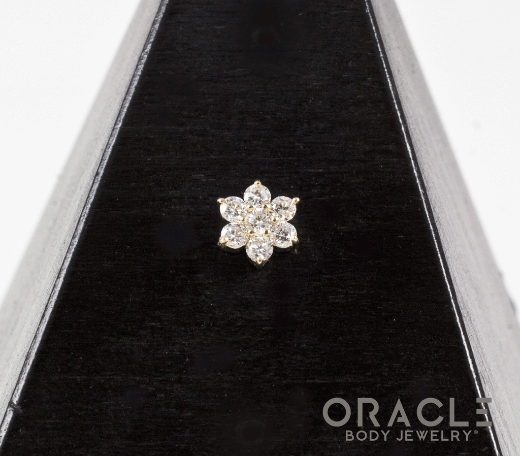 14k Floral Diamond Cluster Threadless End