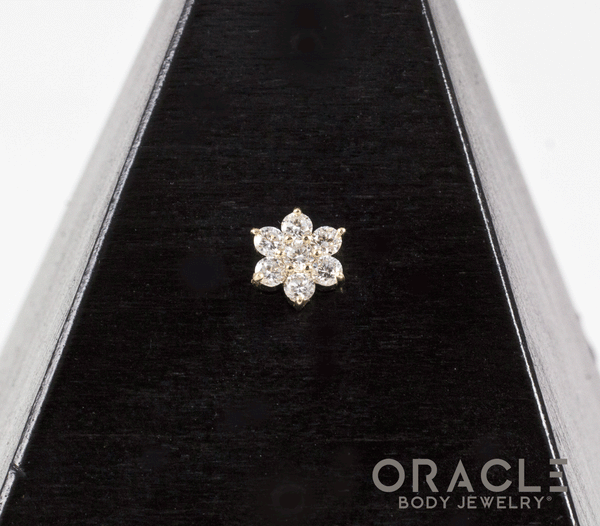 14k Floral Diamond Cluster Threadless End