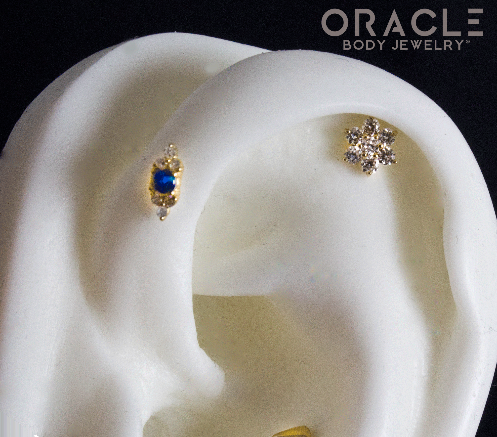 14k Floral Diamond Cluster Threadless End