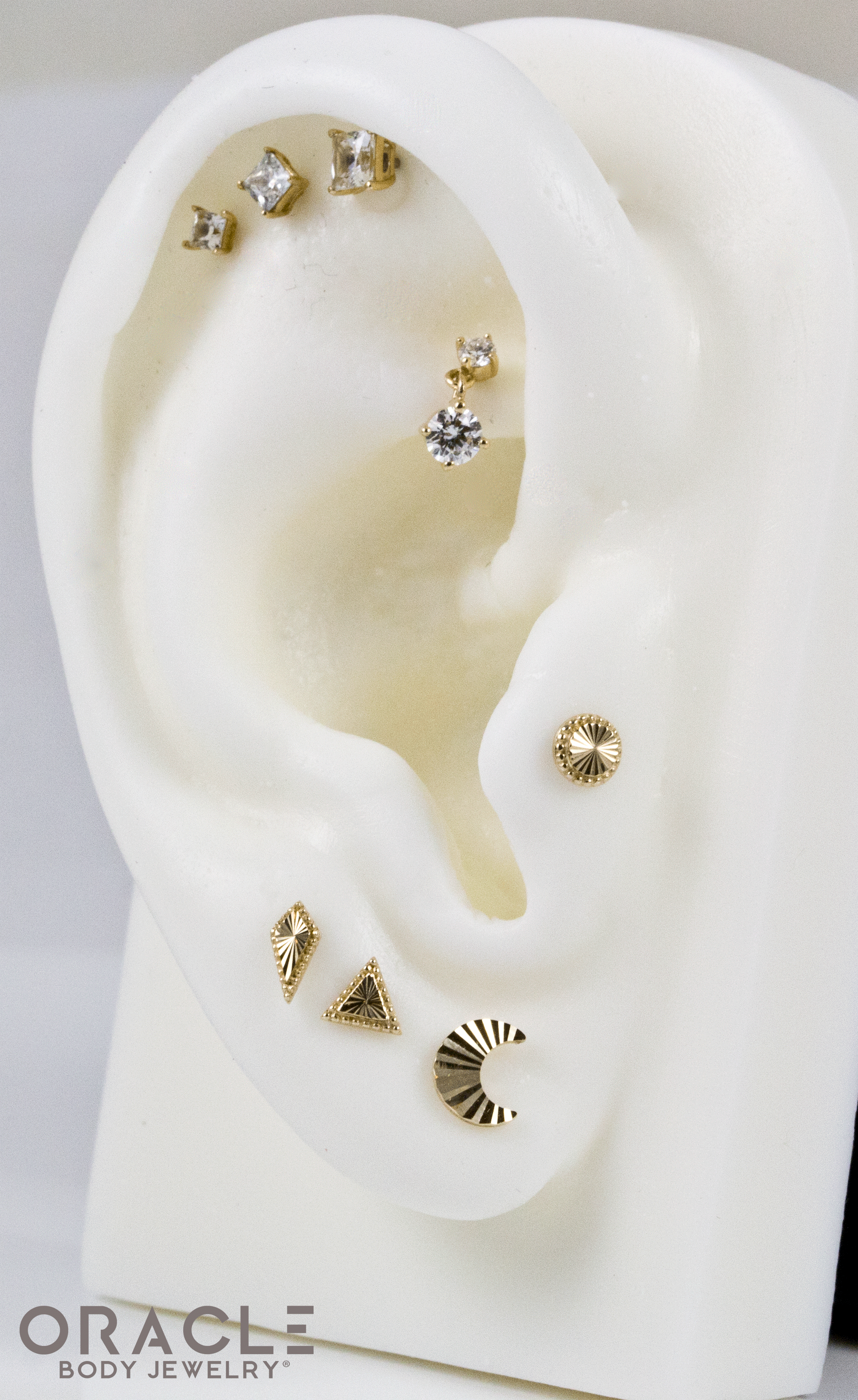14k Rippled Moon Threadless End
