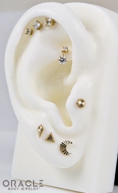 14k Rippled Moon Threadless End