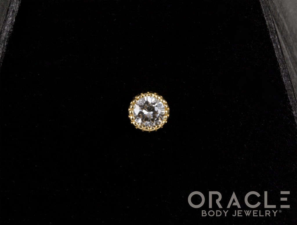 14k Textured Round Diamond Threadless End