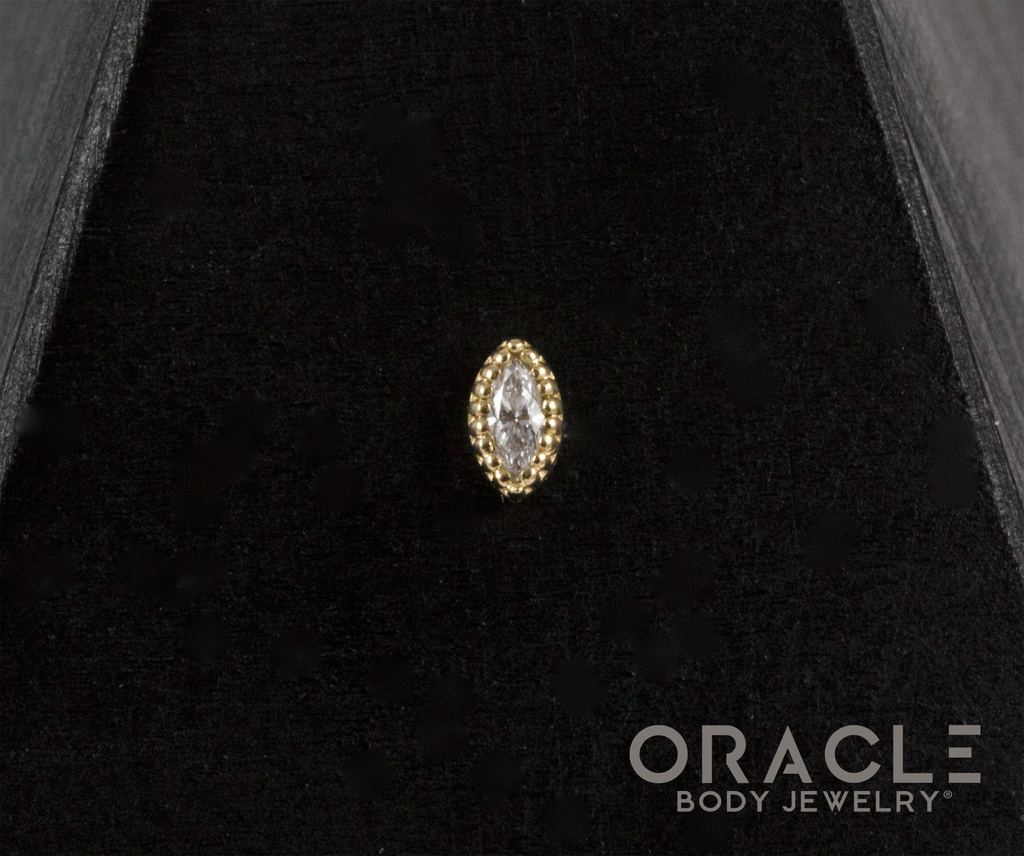 14k Textured Marquise Diamond Threadless End