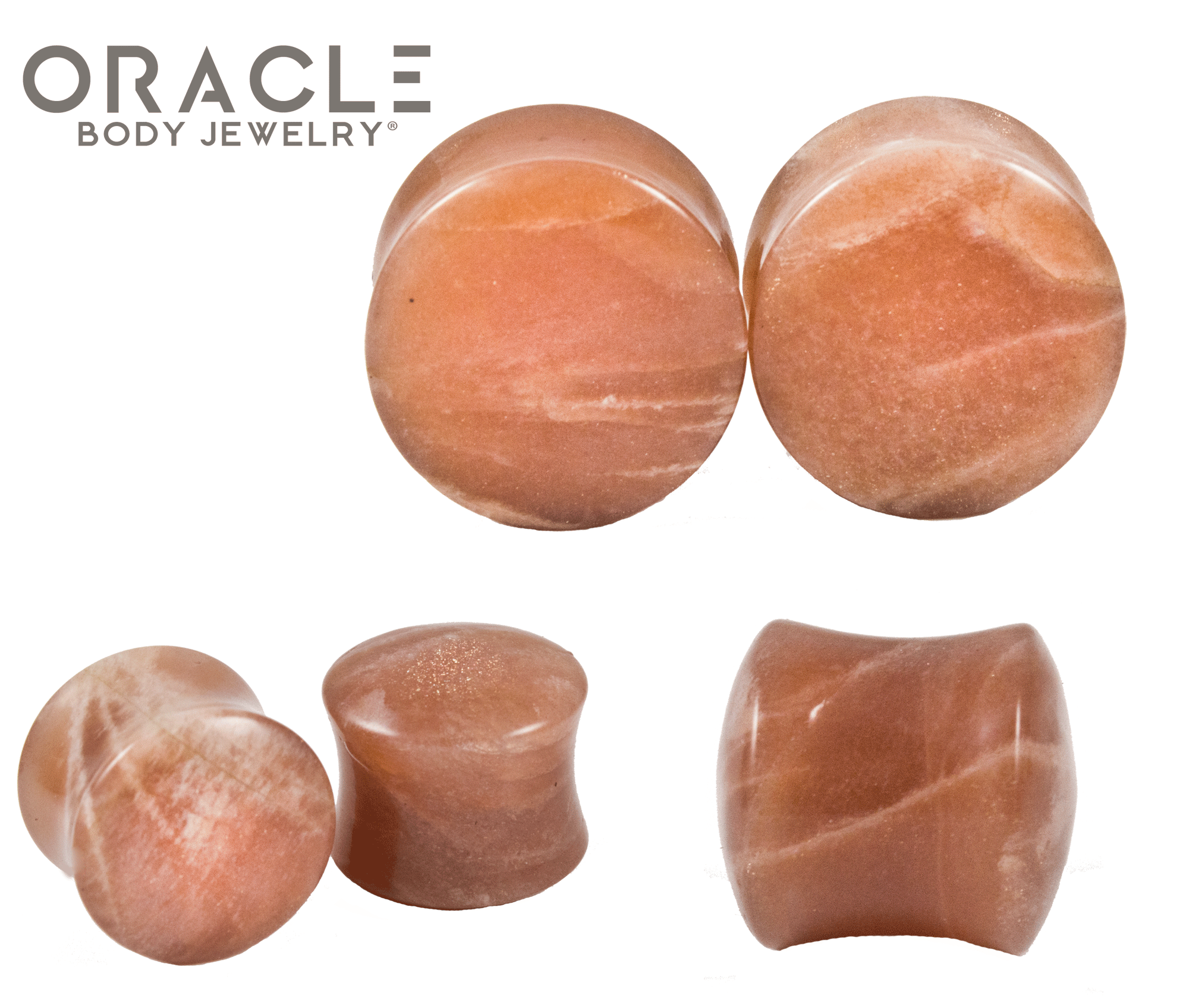 Peach Moonstone Double Flare Plugs
