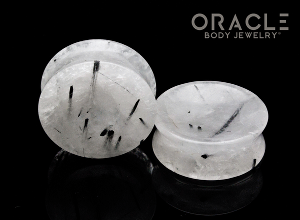 1-7/16" Tourmalated Quartz Concave Plugs