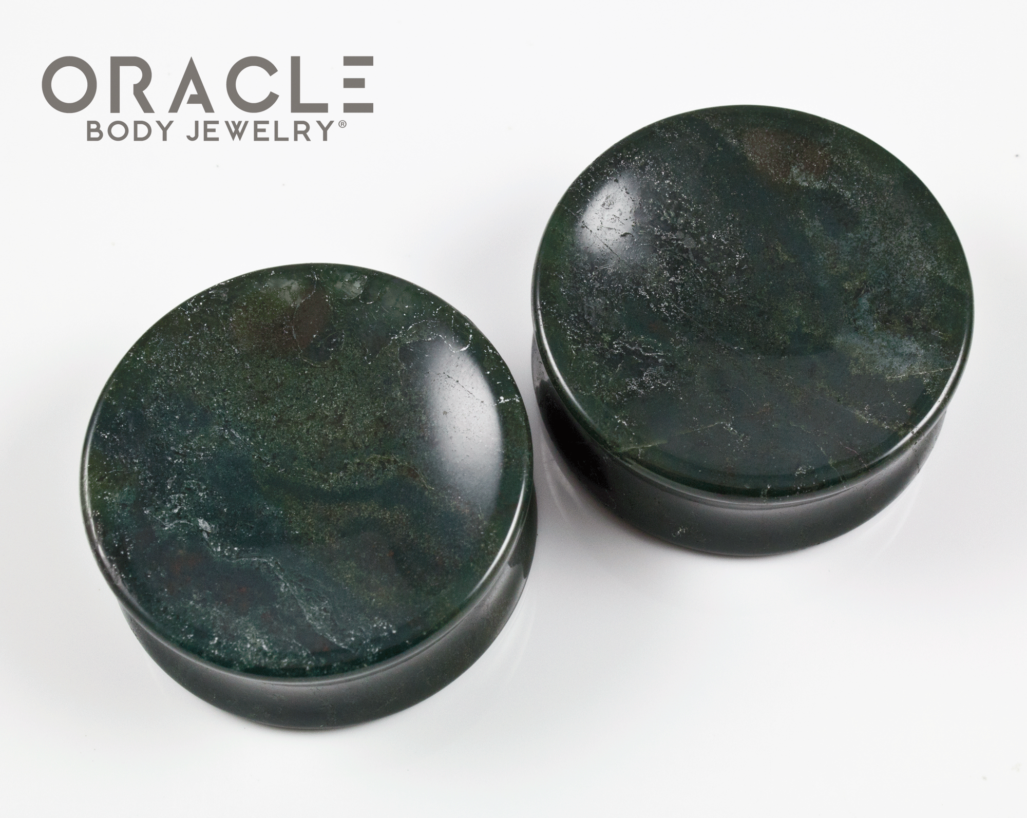 1-3/8" Moss Agate Concave Plugs