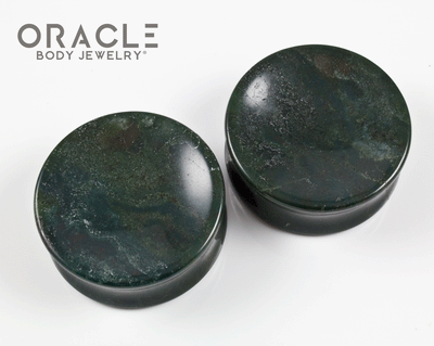 1-3/8" Moss Agate Concave Plugs