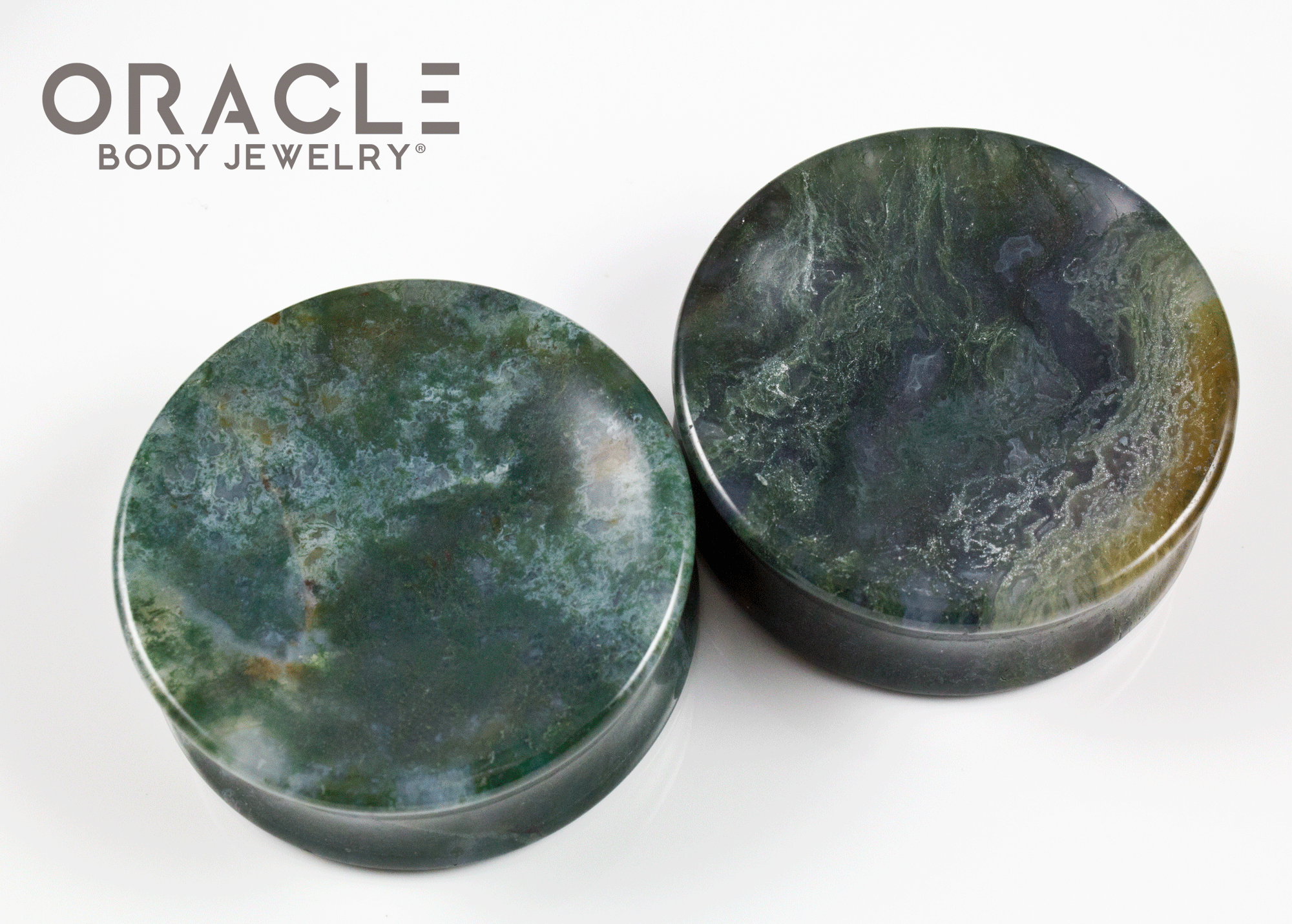 1-5/8" (42mm) Moss Agate Concave Plugs