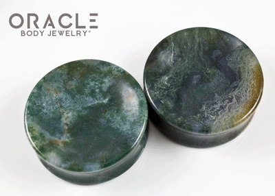1-5/8" (42mm) Moss Agate Concave Plugs