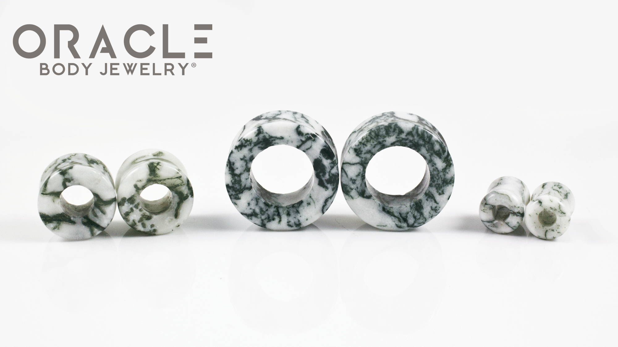 Green Tree Agate Eyelets / Tunnels