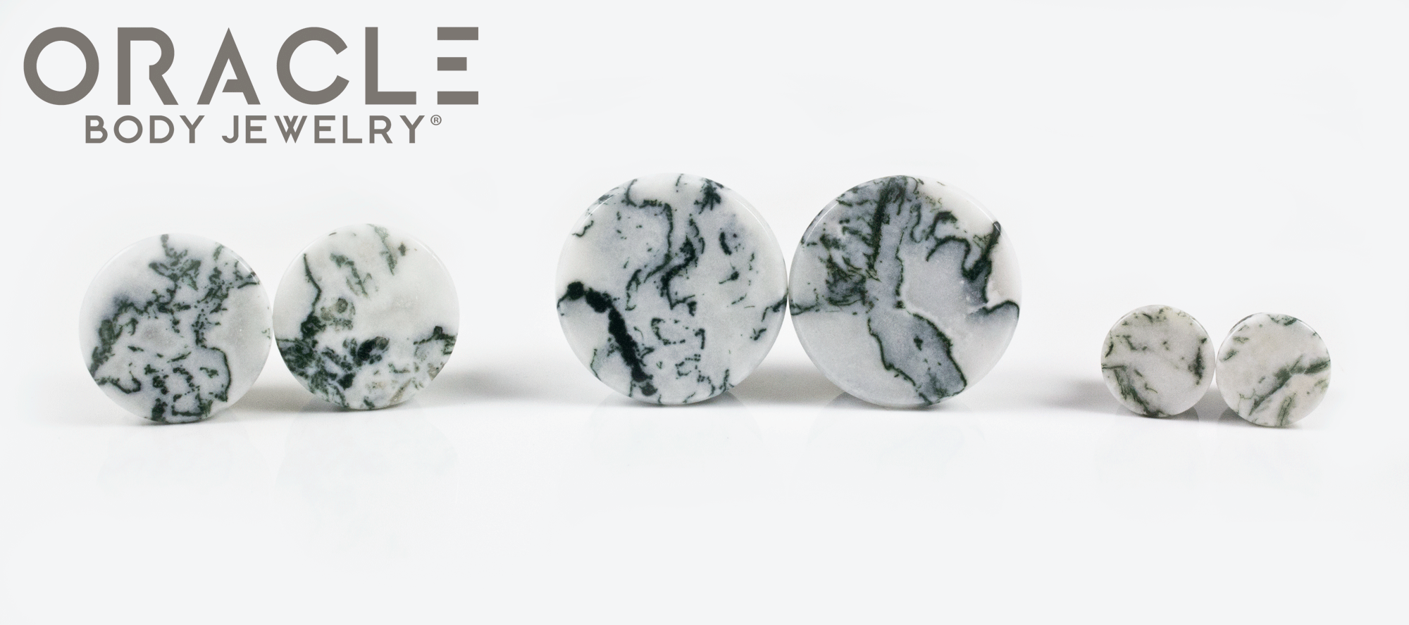 Green Tree Agate Mayan Style Flare Plugs