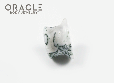 Green Tree Agate Mayan Style Flare Plugs