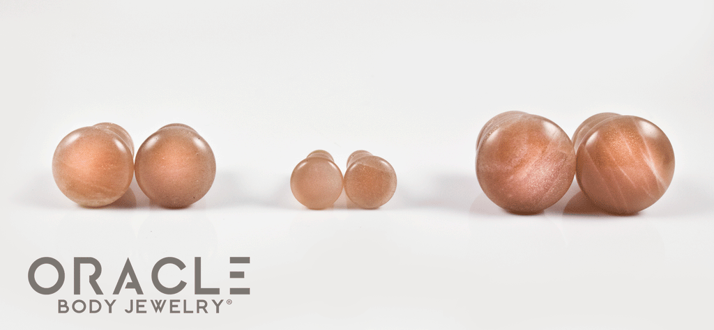Peach Moonstone Single Flare Plugs