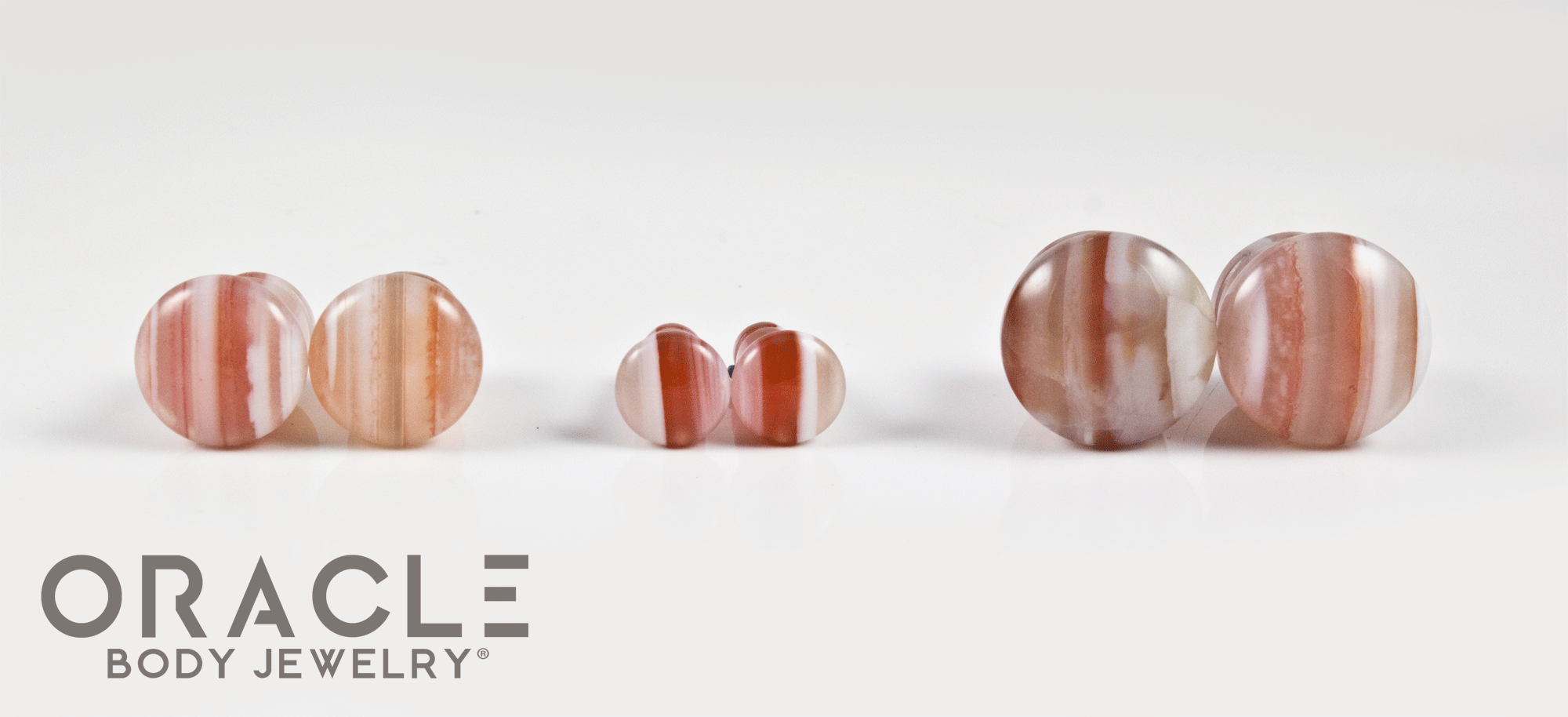 Orange Tibetan Agate Single Flare Plugs