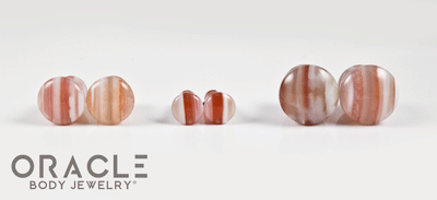 Orange Tibetan Agate Single Flare Plugs