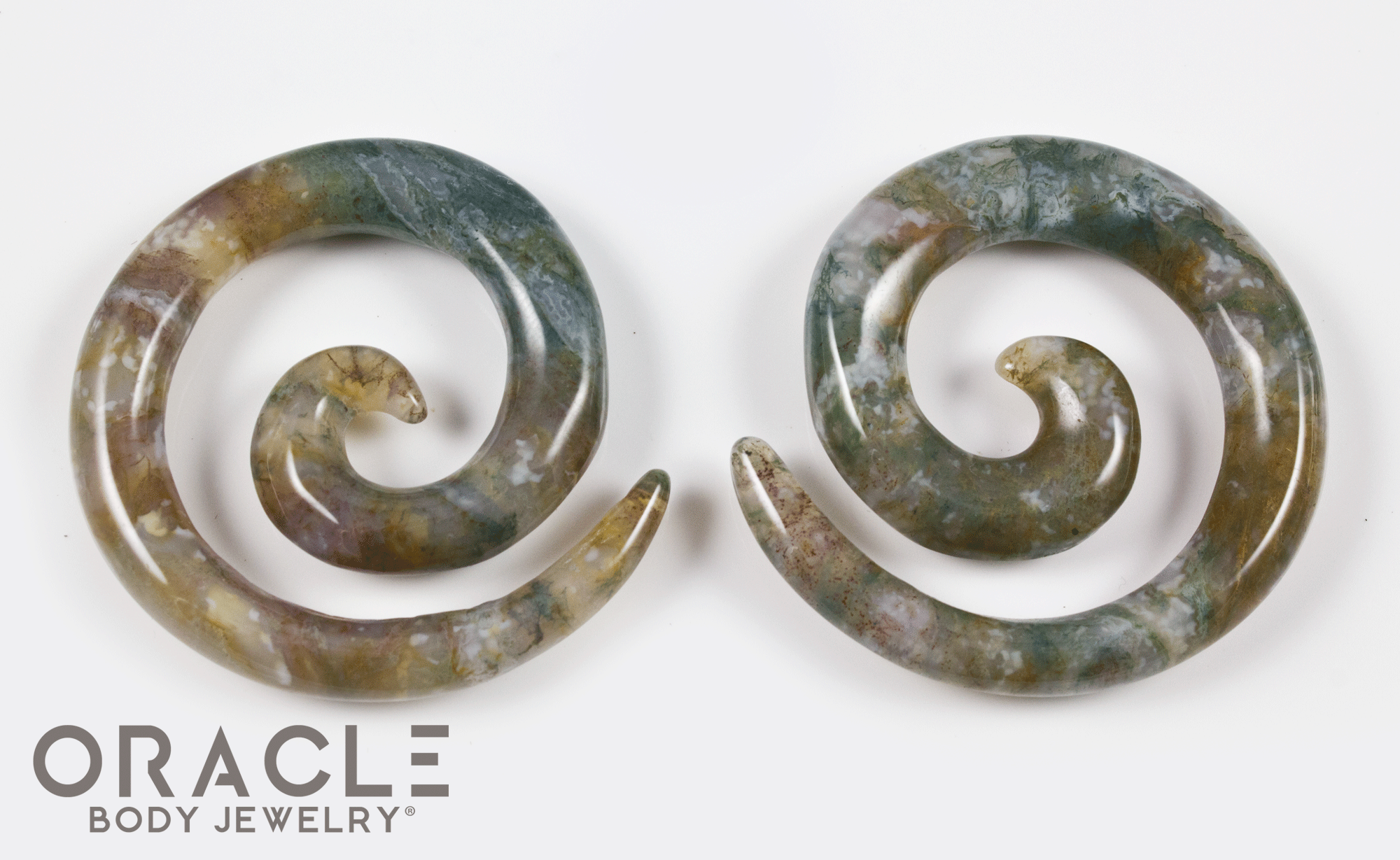 0g (8mm) Moss Agate Stone Spirals