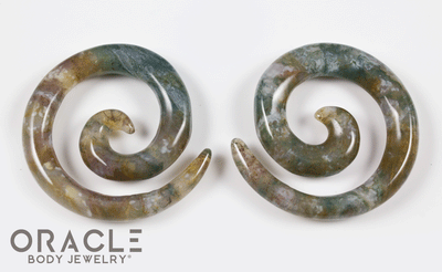 0g (8mm) Moss Agate Stone Spirals