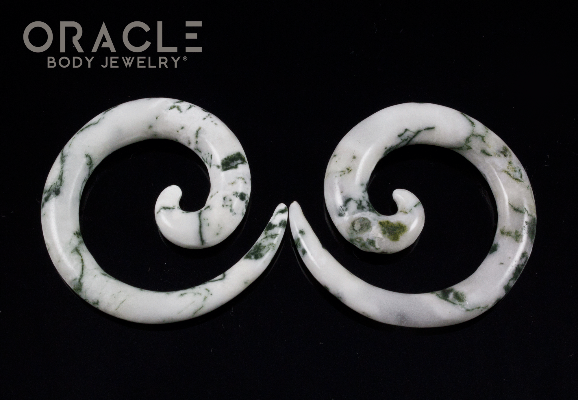 2g Green Tree Agate Stone Spirals