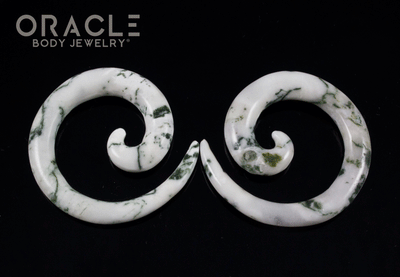 2g Green Tree Agate Stone Spirals
