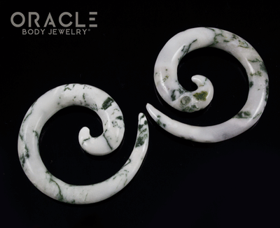 2g Green Tree Agate Stone Spirals