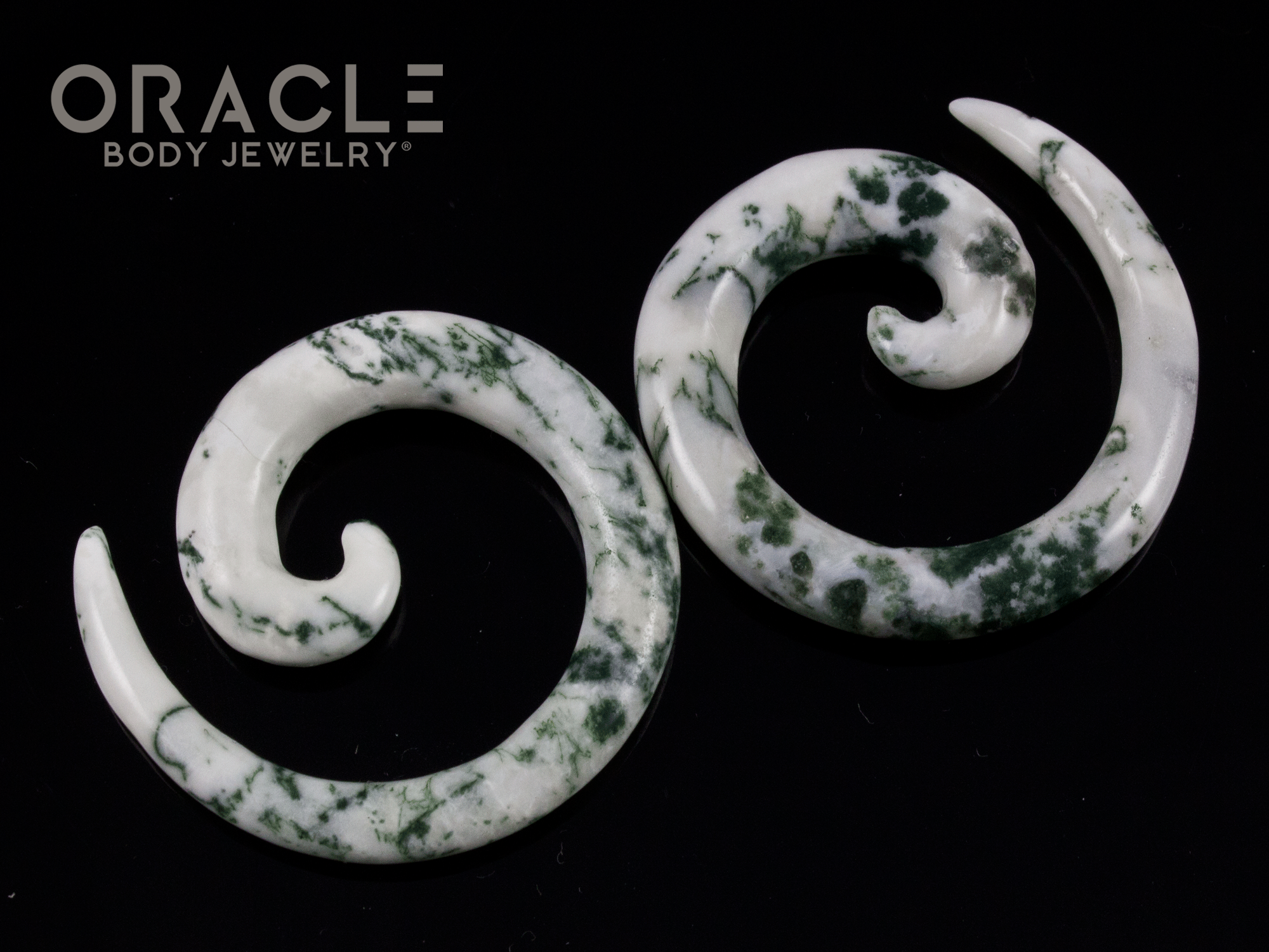 2g Green Tree Agate Stone Spirals