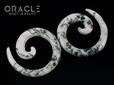 2g Green Tree Agate Stone Spirals
