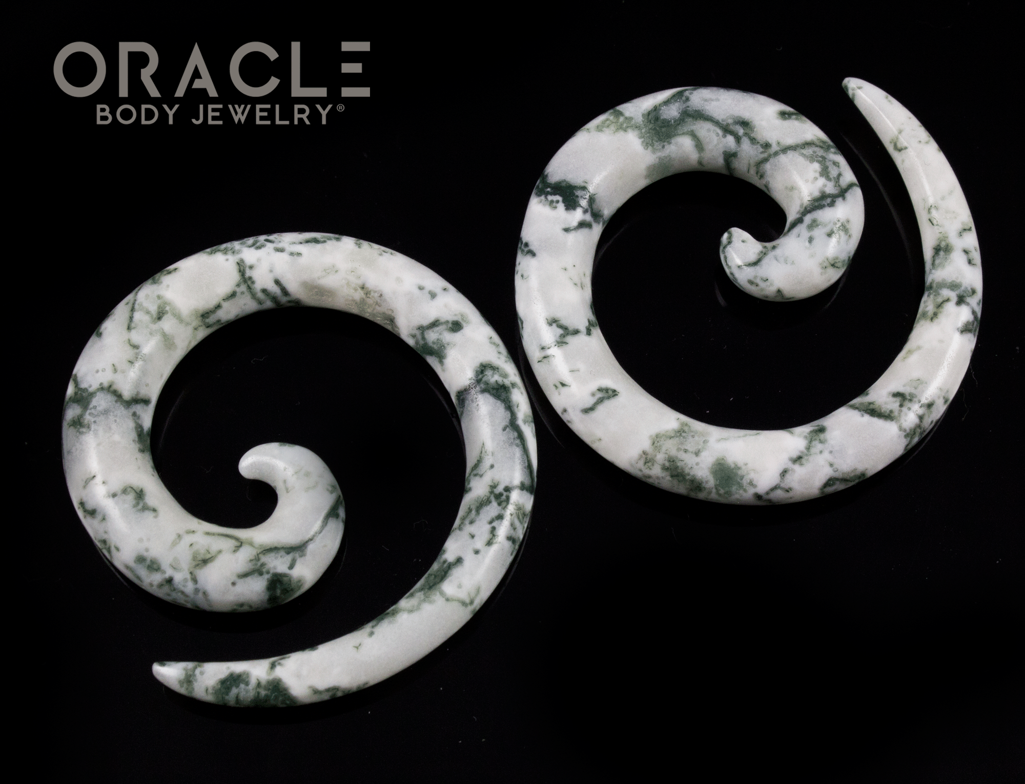 0g Green Tree Agate Spirals